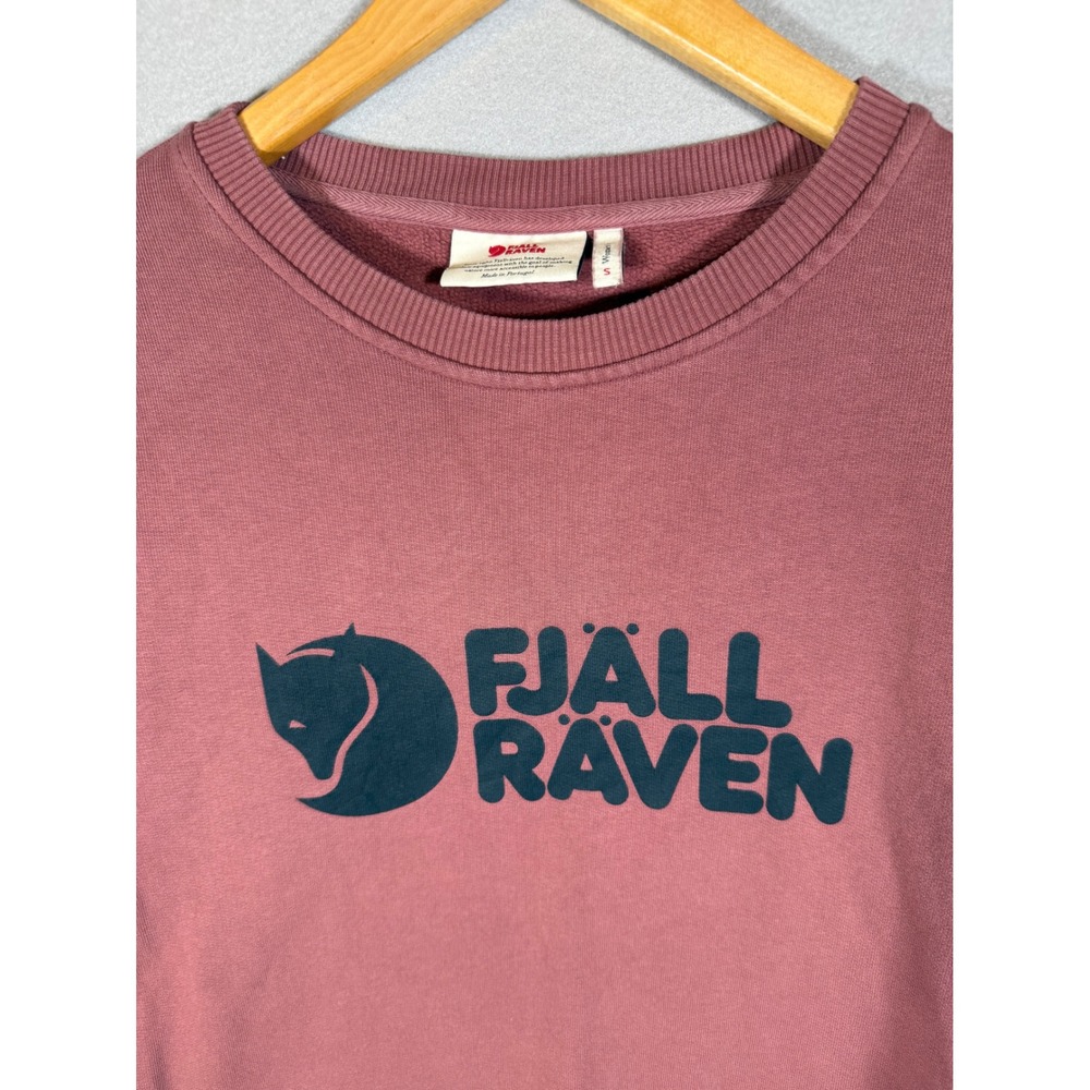 Fjallraven Logo Sweater Womens S Mesa Purple Crewneck Organic Cotton Sweatshirt